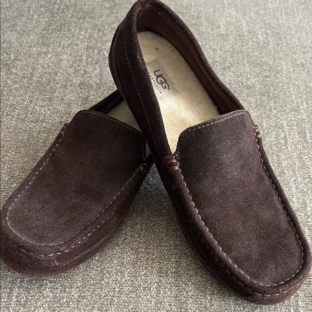UGG Men's Dark Brown Suede Slip-Ons